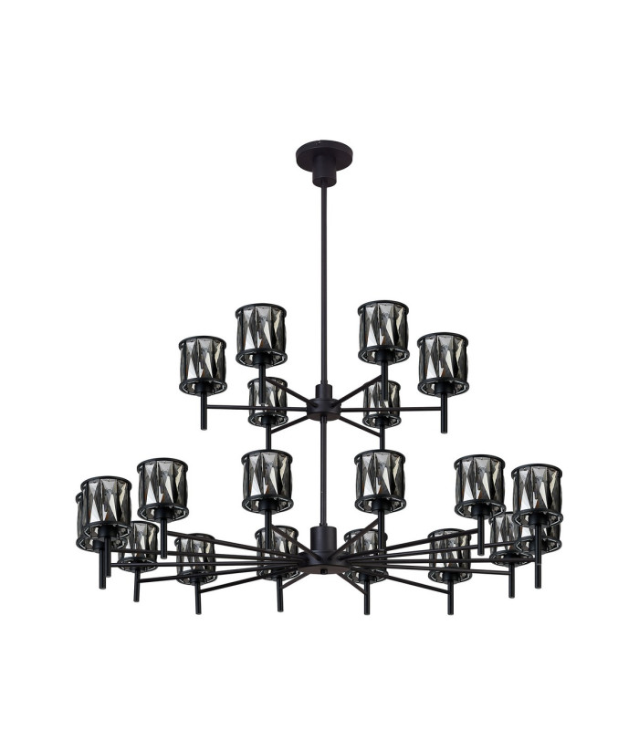 Keene 111.8cm 20 Light G9 2-Tier Light Satin Black / Smoke Crystal Shade Item Weight: 19.4kg-4