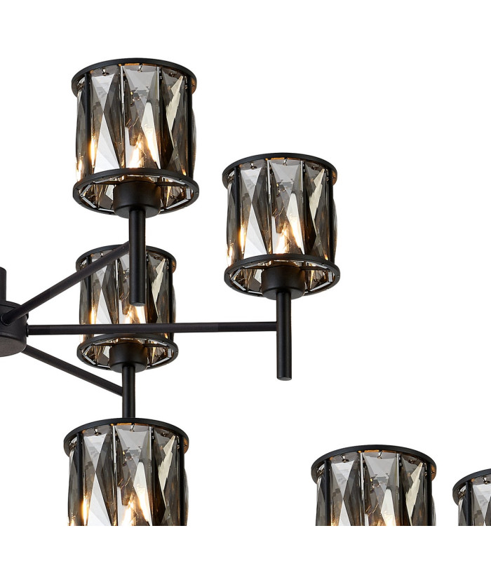 Keene 111.8cm 20 Light G9 2-Tier Light Satin Black / Smoke Crystal Shade Item Weight: 19.4kg-9