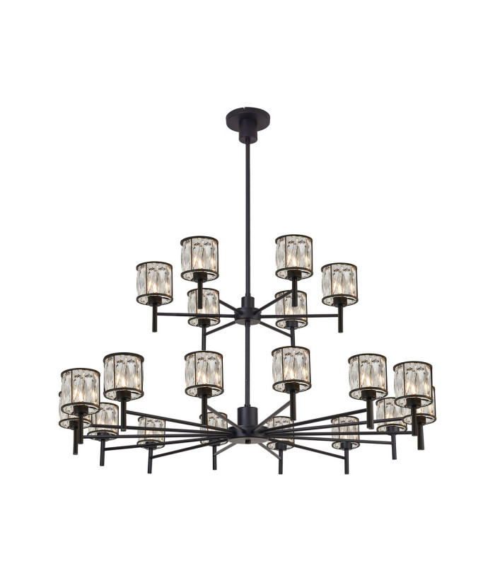 Keene 111.8cm 20 Light G9 2-Tier Light Sand Black / Clear Crystal Shade Item Weight: 19.42kg-1