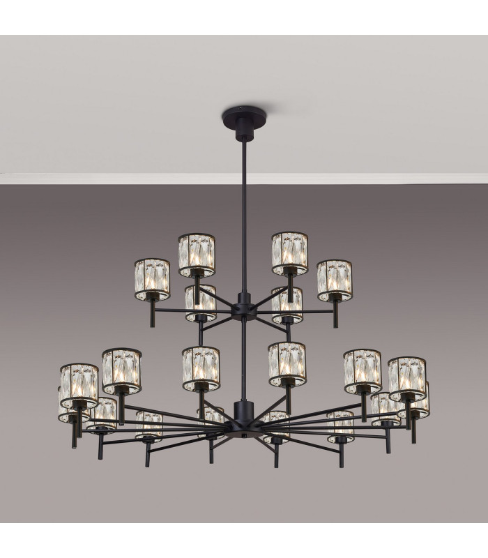 Keene 111.8cm 20 Light G9 2-Tier Light Sand Black / Clear Crystal Shade Item Weight: 19.42kg-3