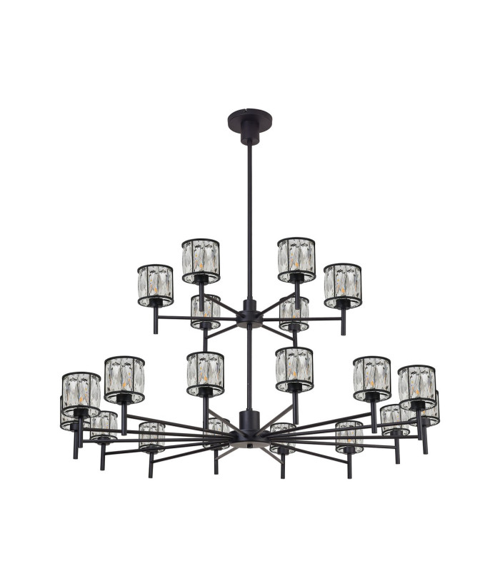 Keene 111.8cm 20 Light G9 2-Tier Light Sand Black / Clear Crystal Shade Item Weight: 19.42kg-4