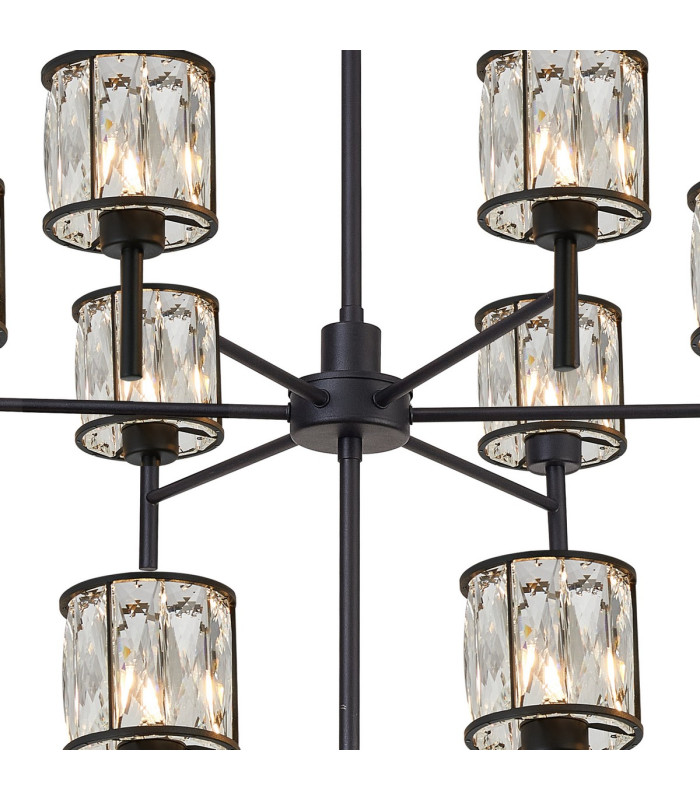 Keene 111.8cm 20 Light G9 2-Tier Light Sand Black / Clear Crystal Shade Item Weight: 19.42kg-6
