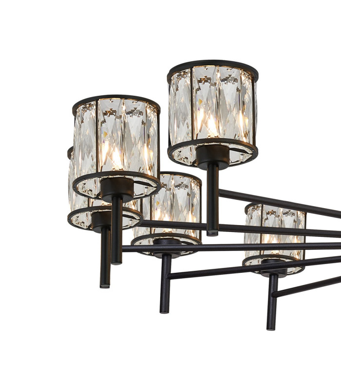 Keene 111.8cm 20 Light G9 2-Tier Light Sand Black / Clear Crystal Shade Item Weight: 19.42kg-8