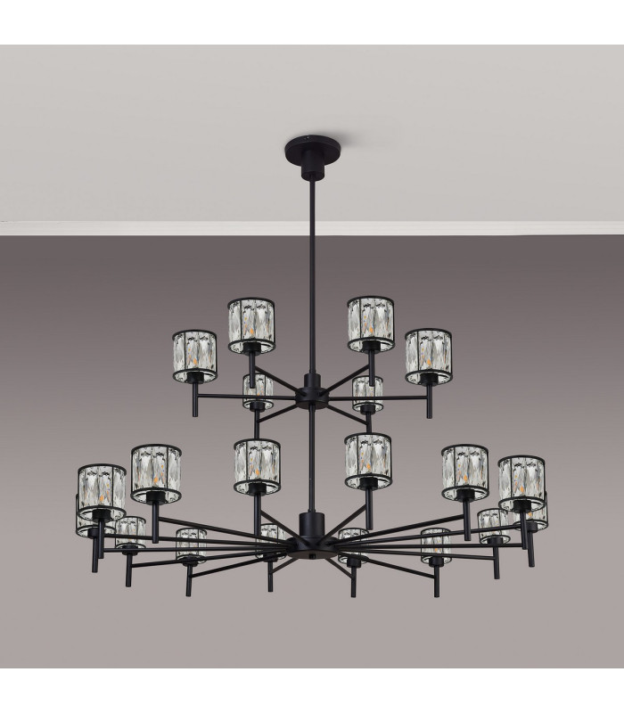 Keene 111.8cm 20 Light G9 2-Tier Light Sand Black / Clear Crystal Shade Item Weight: 19.42kg-15