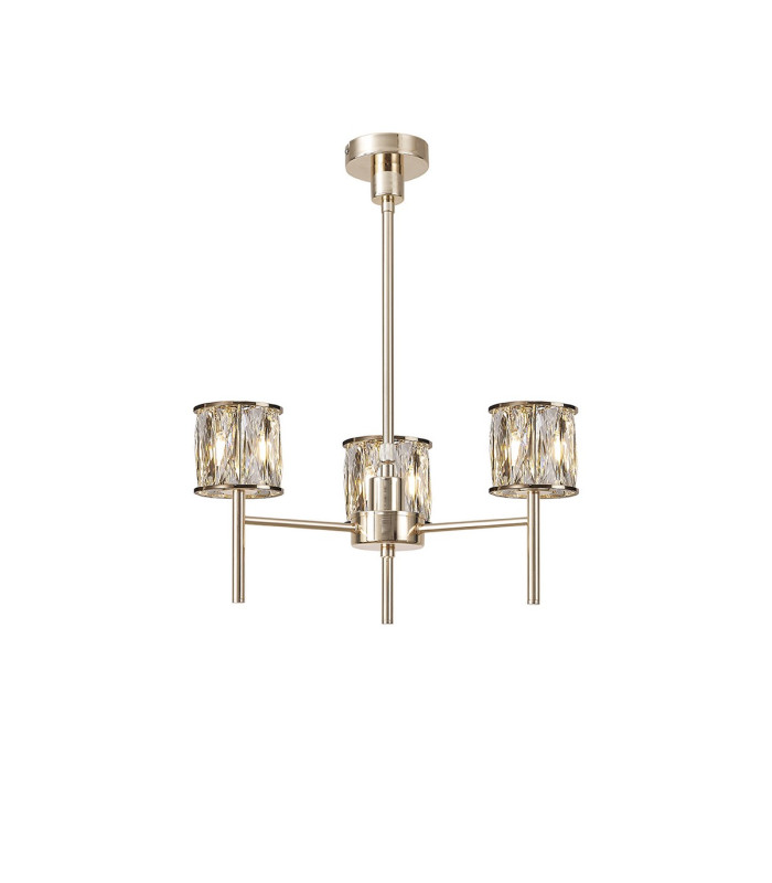 Keene 45.5cm 3 Light G9 Telescopic/Semi Flush French Gold / Clear Crystal Shade-1