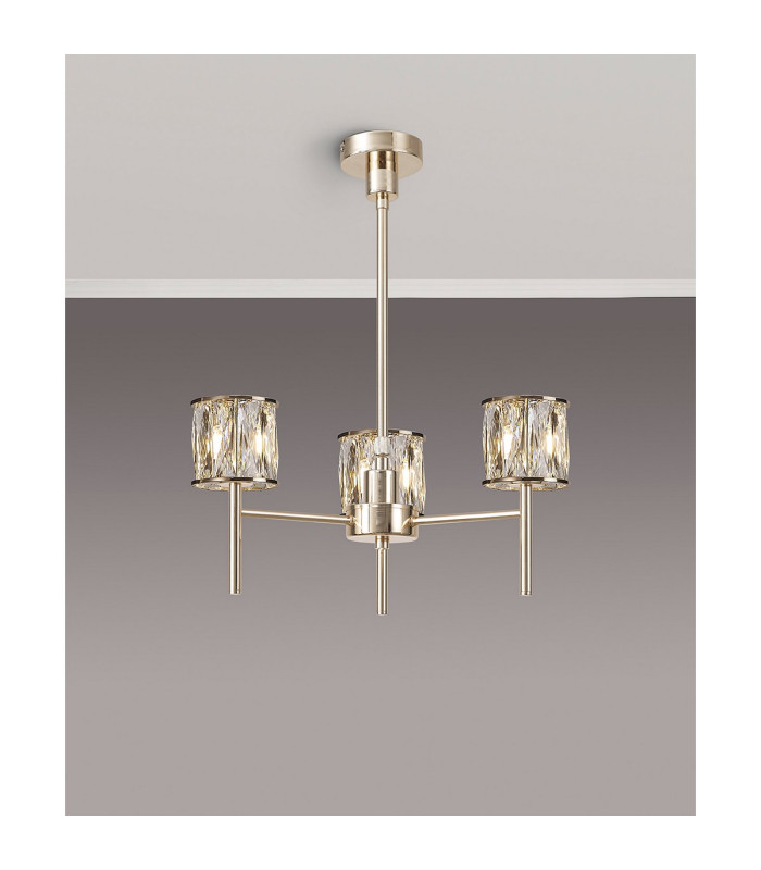 Keene 45.5cm 3 Light G9 Telescopic/Semi Flush French Gold / Clear Crystal Shade-3