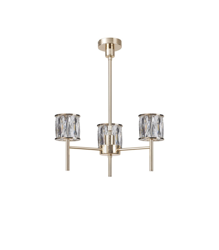Keene 45.5cm 3 Light G9 Telescopic/Semi Flush French Gold / Clear Crystal Shade-4