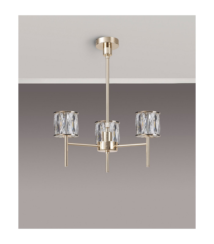 Keene 45.5cm 3 Light G9 Telescopic/Semi Flush French Gold / Clear Crystal Shade-10