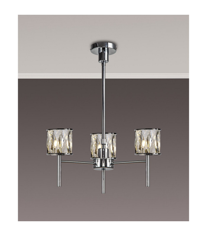 Keene 45.5cm 3 Light G9 Telescopic/Semi Flush Polished Chrome / Clear Crystal Shade-3