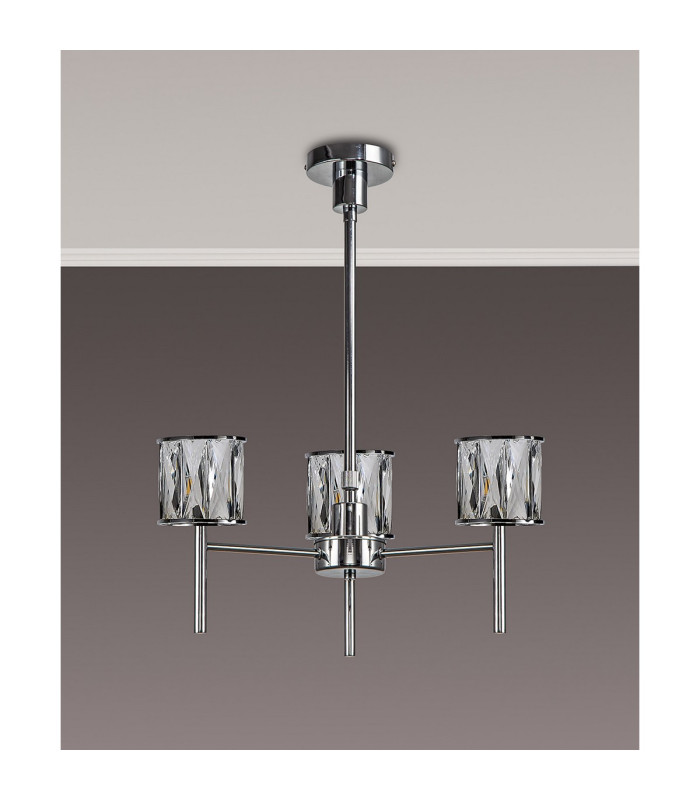Keene 45.5cm 3 Light G9 Telescopic/Semi Flush Polished Chrome / Clear Crystal Shade-10