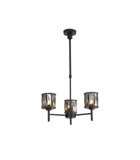 Keene 45.5cm 3 Light G9 Telescopic Light Satin Black / Smoke Crystal Shade-1