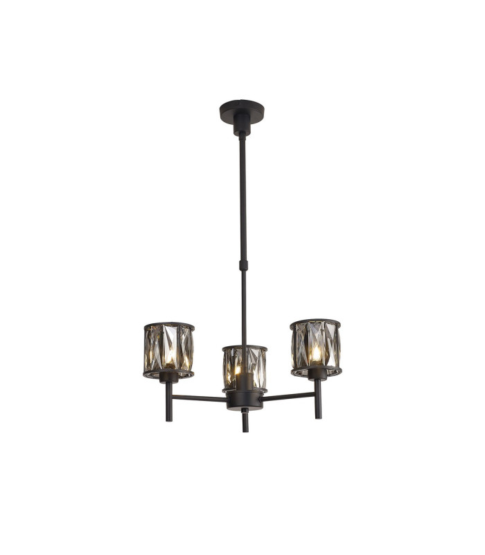 Keene 45.5cm 3 Light G9 Telescopic Light Satin Black / Smoke Crystal Shade-1