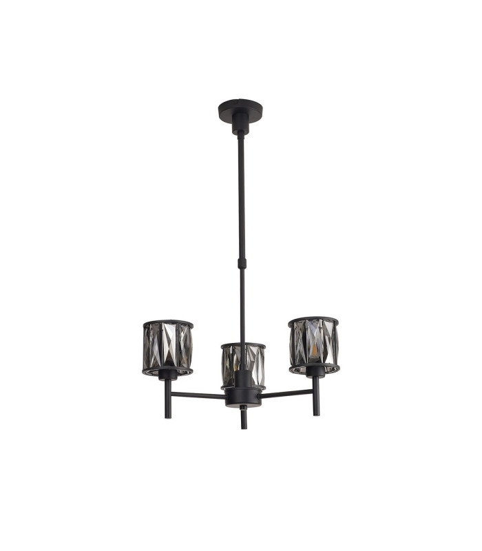 Keene 45.5cm 3 Light G9 Telescopic Light Satin Black / Smoke Crystal Shade-4