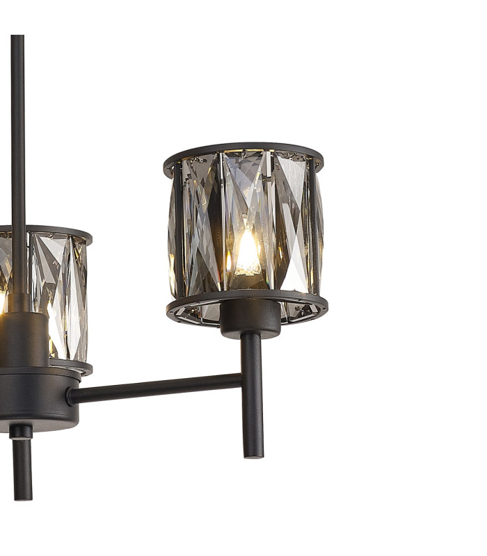 Keene 45.5cm 3 Light G9 Telescopic Light Satin Black / Smoke Crystal Shade-7