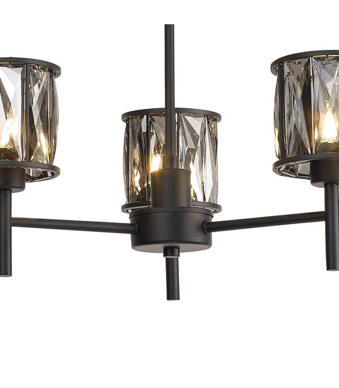 Keene 45.5cm 3 Light G9 Telescopic Light Satin Black / Smoke Crystal Shade-8