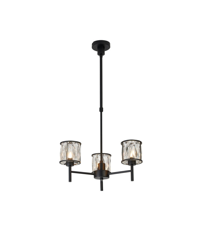 Keene 45.5cm 3 Light G9 Telescopic/Semi Flush Sand Black / Clear Crystal Shade-1