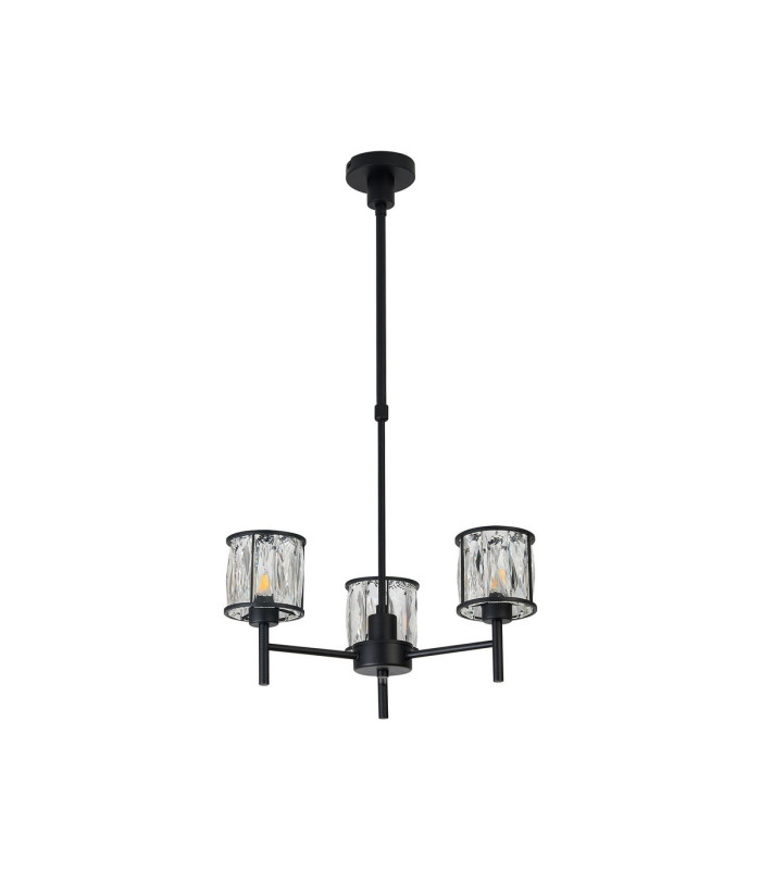 Keene 45.5cm 3 Light G9 Telescopic/Semi Flush Sand Black / Clear Crystal Shade-5