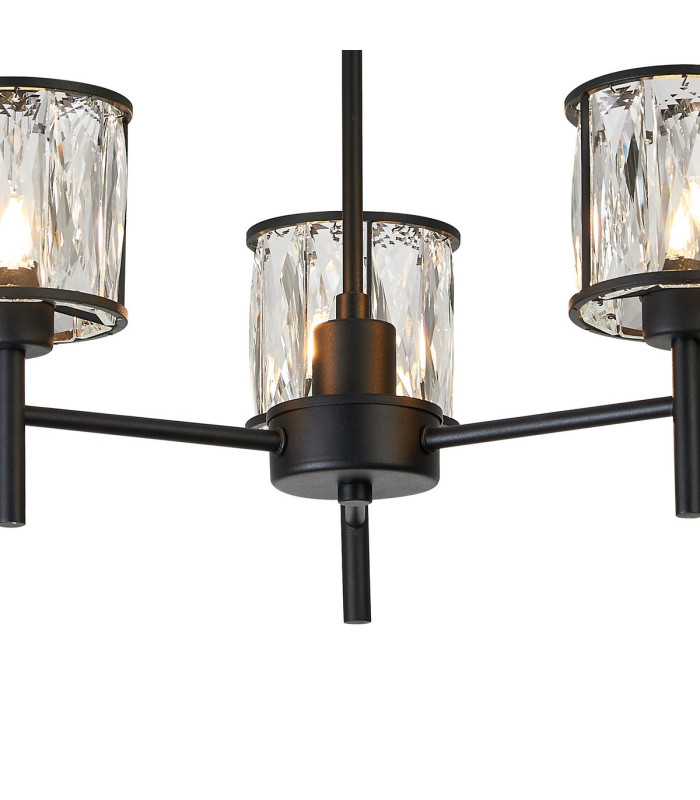 Keene 45.5cm 3 Light G9 Telescopic/Semi Flush Sand Black / Clear Crystal Shade-8