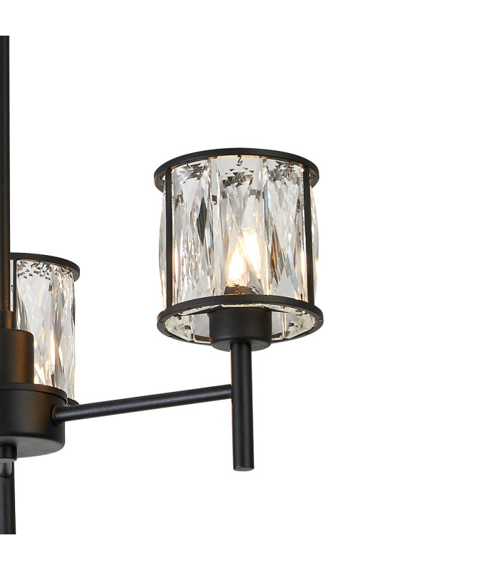 Keene 45.5cm 3 Light G9 Telescopic/Semi Flush Sand Black / Clear Crystal Shade-9
