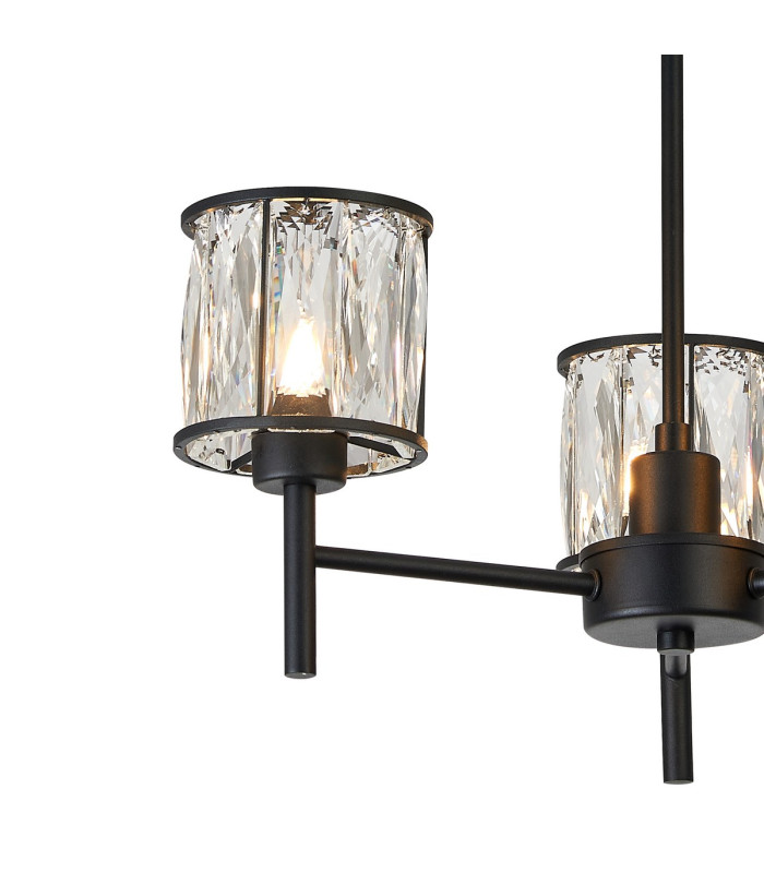 Keene 45.5cm 3 Light G9 Telescopic/Semi Flush Sand Black / Clear Crystal Shade-10