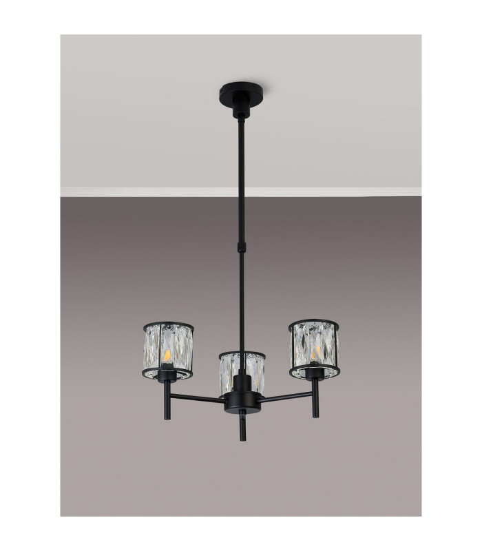 Keene 45.5cm 3 Light G9 Telescopic/Semi Flush Sand Black / Clear Crystal Shade-16