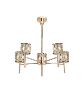 Keene 55.5cm 5 Light G9 Telescopic/Semi Flush French Gold / Clear Crystal Shade-1