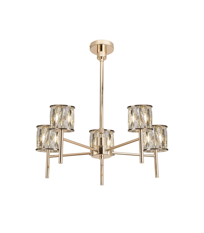Keene 55.5cm 5 Light G9 Telescopic/Semi Flush French Gold / Clear Crystal Shade-1