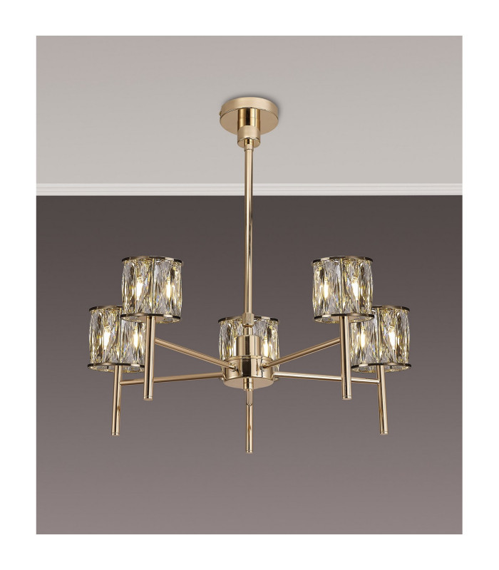 Keene 55.5cm 5 Light G9 Telescopic/Semi Flush French Gold / Clear Crystal Shade-3