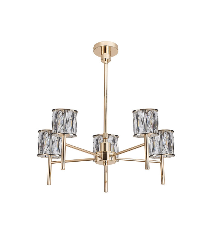 Keene 55.5cm 5 Light G9 Telescopic/Semi Flush French Gold / Clear Crystal Shade-4