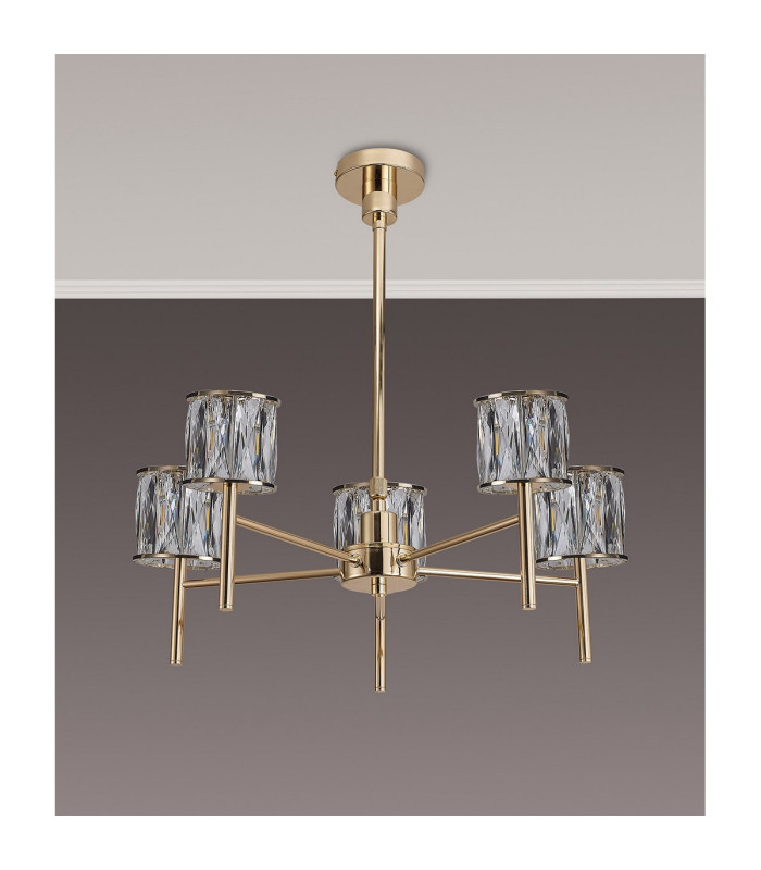 Keene 55.5cm 5 Light G9 Telescopic/Semi Flush French Gold / Clear Crystal Shade-10