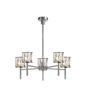Keene 55.5cm 5 Light G9 Telescopic/Semi Flush Polished Chrome / Clear Crystal Shade-1