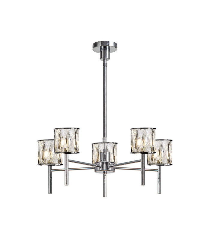 Keene 55.5cm 5 Light G9 Telescopic/Semi Flush Polished Chrome / Clear Crystal Shade-1