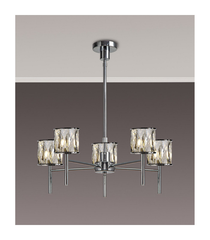 Keene 55.5cm 5 Light G9 Telescopic/Semi Flush Polished Chrome / Clear Crystal Shade-3