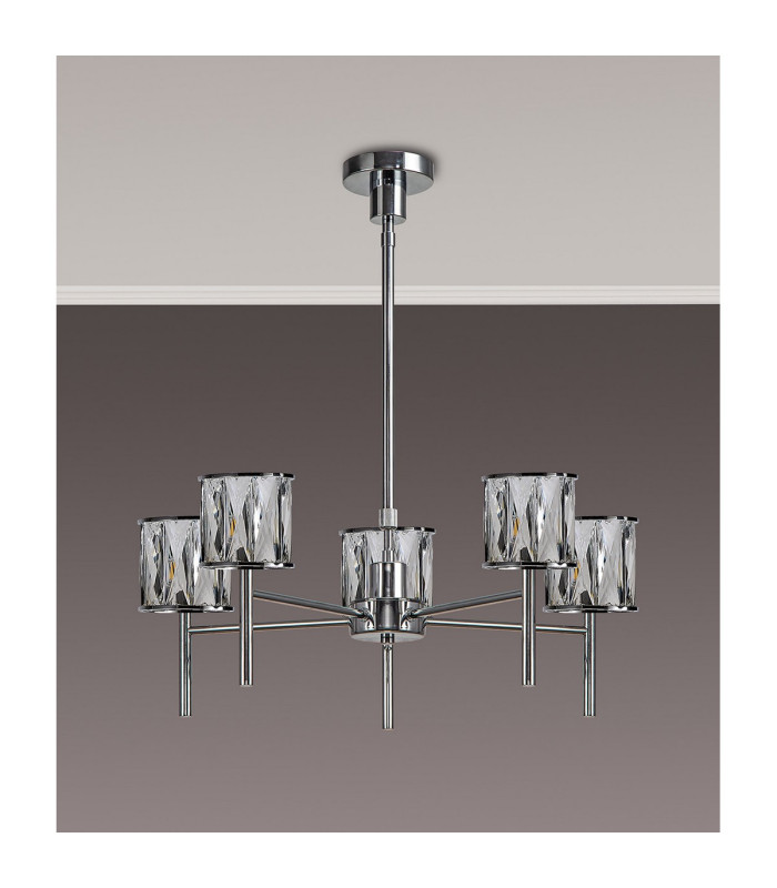 Keene 55.5cm 5 Light G9 Telescopic/Semi Flush Polished Chrome / Clear Crystal Shade-10