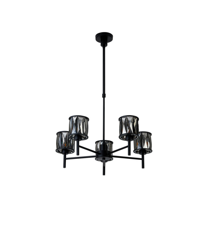 Keene 55.5cm 5 Light G9 Telescopic Light Satin Black / Smoke Crystal Shade-4