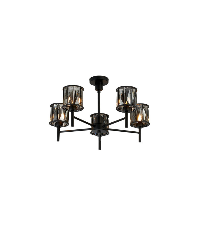 Keene 55.5cm 5 Light G9 Telescopic Light Satin Black / Smoke Crystal Shade-5