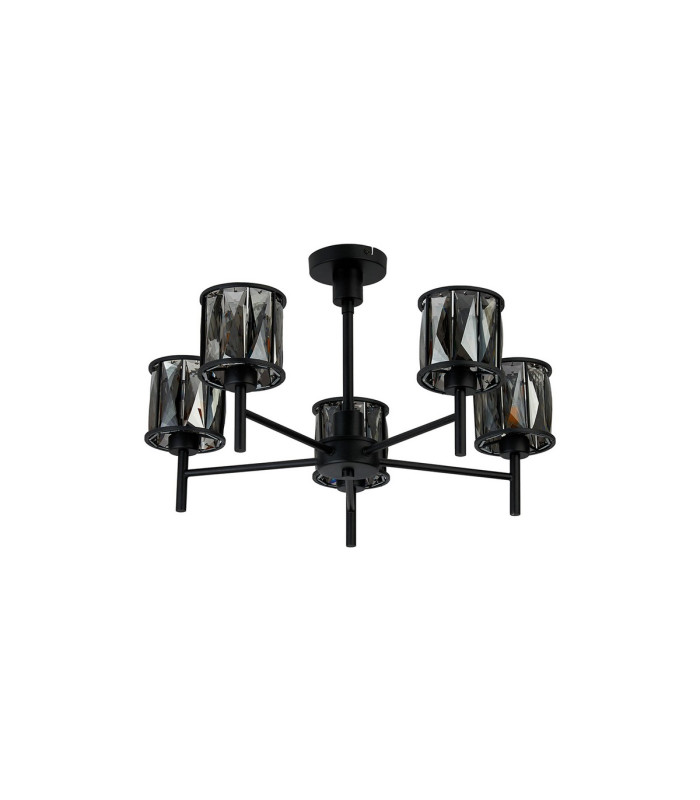 Keene 55.5cm 5 Light G9 Telescopic Light Satin Black / Smoke Crystal Shade-6