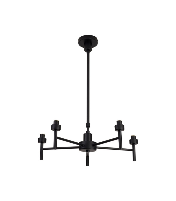 Keene 55.5cm 5 Light G9 Telescopic Light Satin Black / Smoke Crystal Shade-10