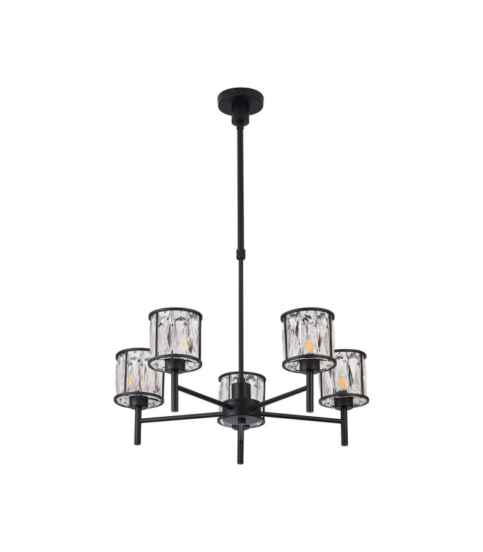 Keene 55.5cm 5 Light G9 Telescopic/Semi Flush Sand Black / Clear Crystal Shade-4