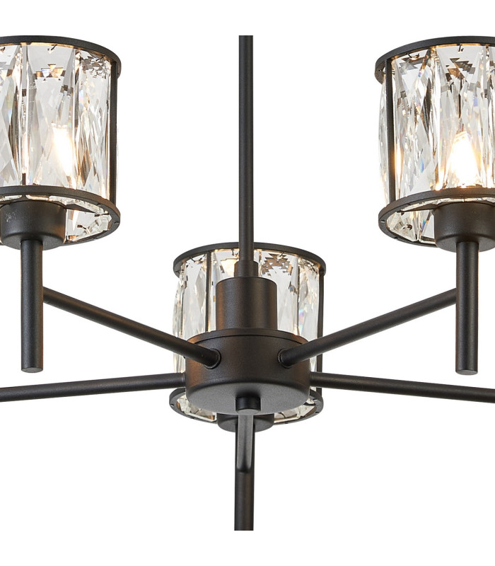 Keene 55.5cm 5 Light G9 Telescopic/Semi Flush Sand Black / Clear Crystal Shade-8