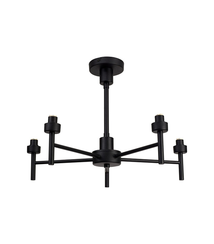 Keene 55.5cm 5 Light G9 Telescopic/Semi Flush Sand Black / Clear Crystal Shade-12