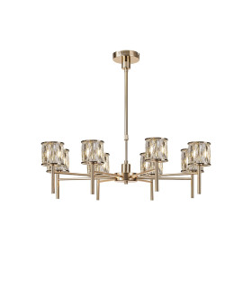 Keene 76.8cm 8 Light G9 Telescopic/Semi Flush French Gold / Clear Crystal Shade-1