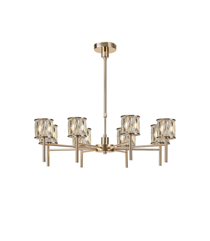Keene 76.8cm 8 Light G9 Telescopic/Semi Flush French Gold / Clear Crystal Shade-1