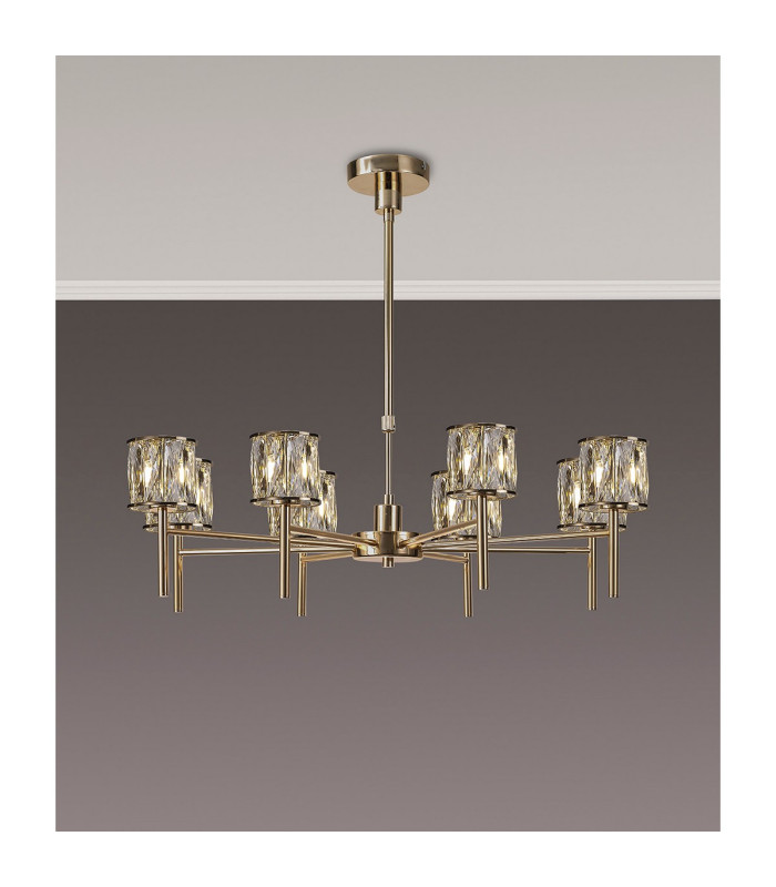 Keene 76.8cm 8 Light G9 Telescopic/Semi Flush French Gold / Clear Crystal Shade-3