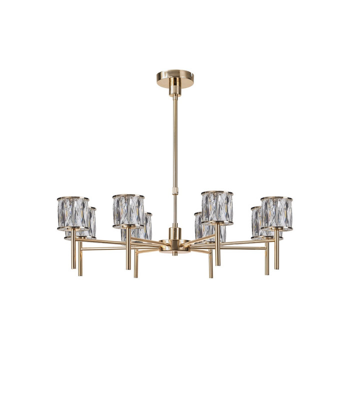 Keene 76.8cm 8 Light G9 Telescopic/Semi Flush French Gold / Clear Crystal Shade-4