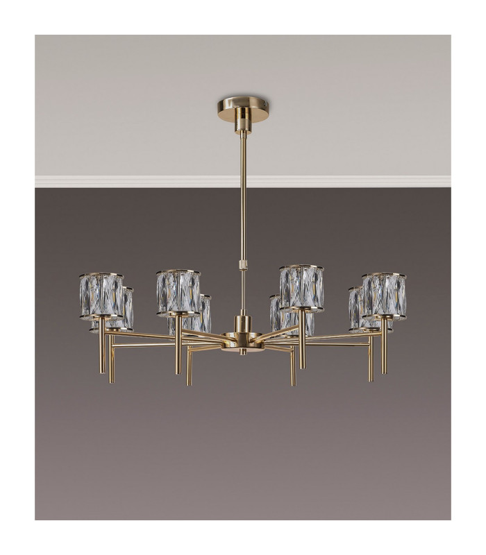 Keene 76.8cm 8 Light G9 Telescopic/Semi Flush French Gold / Clear Crystal Shade-10