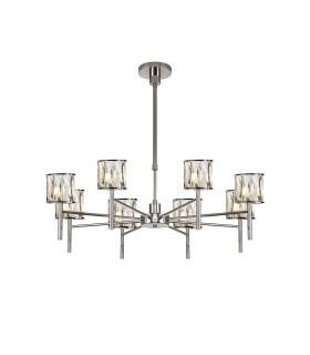 Keene 76.8cm 8 Light G9 Telescopic/Semi Flush Polished Chrome / Clear Crystal Shade-1