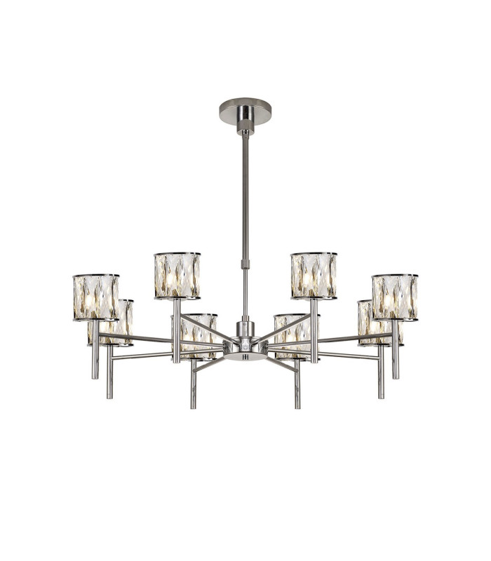 Keene 76.8cm 8 Light G9 Telescopic/Semi Flush Polished Chrome / Clear Crystal Shade-1