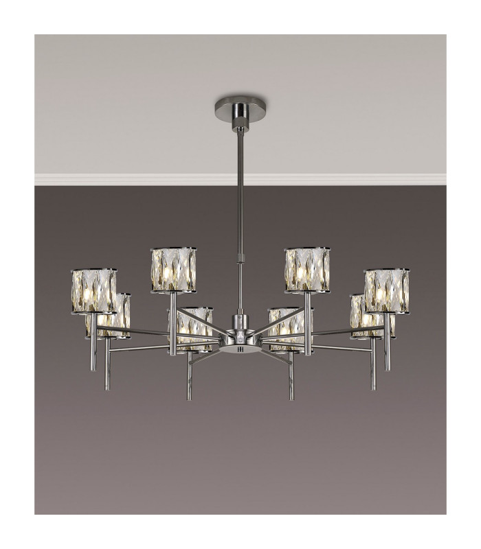Keene 76.8cm 8 Light G9 Telescopic/Semi Flush Polished Chrome / Clear Crystal Shade-3