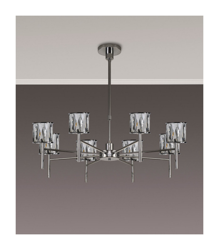 Keene 76.8cm 8 Light G9 Telescopic/Semi Flush Polished Chrome / Clear Crystal Shade-10